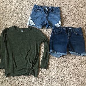 Girls denim shorts and long sleeve top BUNDLE